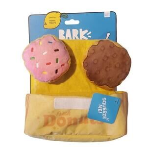 Bark Barkfest In Bed Fresh Barked Donuts Dog Toy Brown Pink Plush New